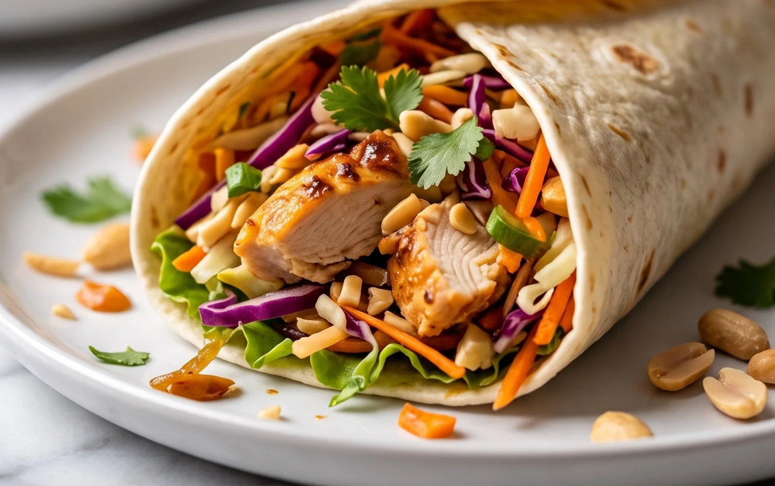 Thai Chicken Wrap with Crunchy Asian Slaw